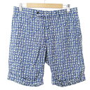 【中古】マッキントッシュフィロソフィー MACKINTOSH PHILOSOPHY ペイズリー柄 総柄 リネン 麻 ハーフパンツ ショートパンツ ショーツ 40 紺 ネイビー 0715 IBO73 メンズ 【ベクトル 古着】 250715(4)