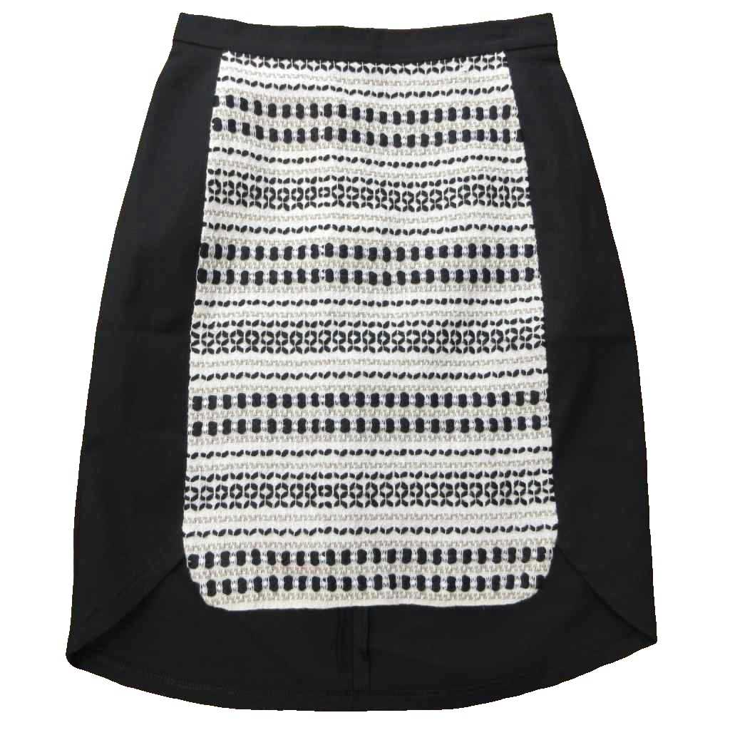 【中古】未使用品 パオラフラーニ PAOLA FRANI タグ付き タイトスカート ミニ丈 バイカラー 黒 ブラック 白 ホワイト 38 約M IBO79