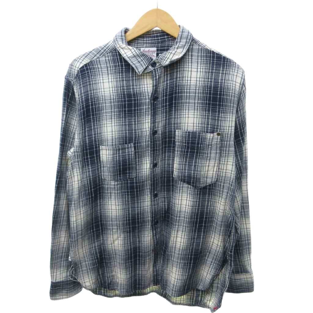 アナクロノーム anachronorm シャツ 長袖 チェック レギュラーカラー 紺 ネイビー 白 ホワイト 01 /HW  260615