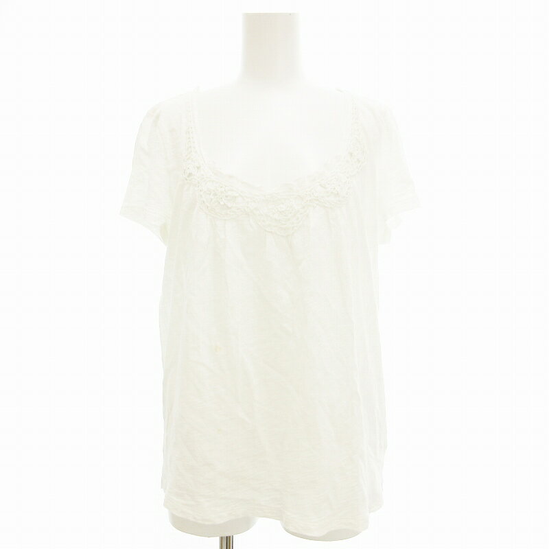 【中古】タルボット TALBOTS Tシャツ カットソー 半袖 レース刺繍 ラウンドネック M 白 ホワイト /JS 1104 ■GY09 レディース 【ベクトル 古着】 241104