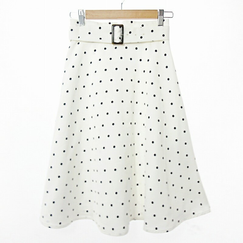 【中古】プロポーション ボディドレッシング PROPORTION BODY DRESSING 美品 ロングスカート ドット柄 水玉 ベルト付き 2 白 黒 0210 ■GY09 レディース 【ベクトル 古着】 250210