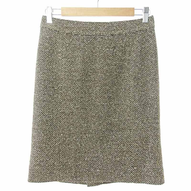 【中古】ストロベリーフィールズ STRAWBERRY-FIELDS 美品 タイトスカート 膝丈 ツイード 茶 ブラウン 1121 ■GY09 レディース 【ベクトル 古着】 241121