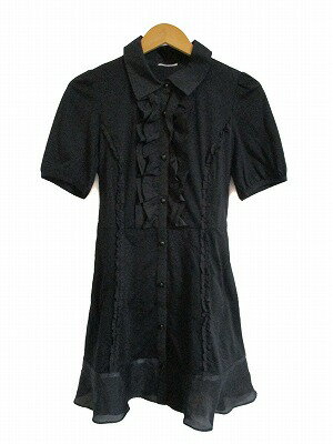 【中古】トゥービーシック TO BE CHIC シャツワンピース チュニック 半袖 フリル ブラック 2 レディース 【ベクトル 古着】 240212