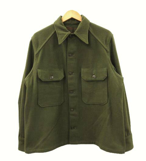 【中古】ヴィンテージ VINTAGE 50s 米軍 US ARMY ウール フィールドシャツ ミリタリー オリーブグリーン M メンズ 【ベクトル 古着】 240307