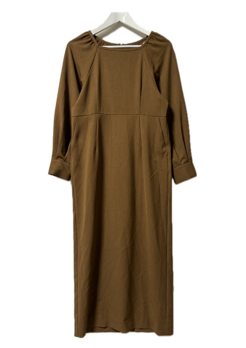 【中古】グリーンレーベルリラクシング ユナイテッドアローズ green label relaxing スクエアネック コンシャス ワンピース ロングワンピース 長袖 ブラウン スリット トップス レディース 【ベクトル 古着】 241025
