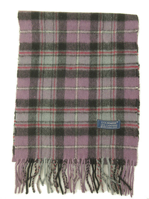 【中古】LOCHMERE カシミヤ100% マフラー チェック柄 紫 メンズ レディース 【ベクトル 古着】 241130