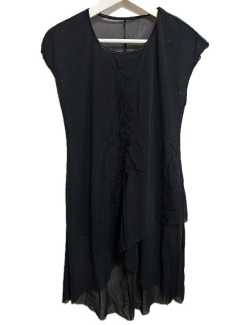 【中古】センソユニコ NERO チュニック 38 シースルー チュール 刺繍 ブラック 黒 ノースリーブ トップス レディース 【ベクトル 古着】 250202