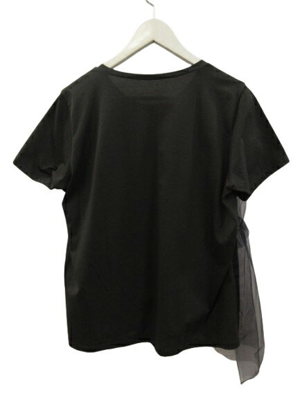 【中古】Cube-Cube キューブキューブ Tシャツ 半袖 カットソー 異素材 切替 チュール 40 L ブラック ネイビー 黒 紺 センソユニコ トップス レディース 【ベクトル 古着】 250311