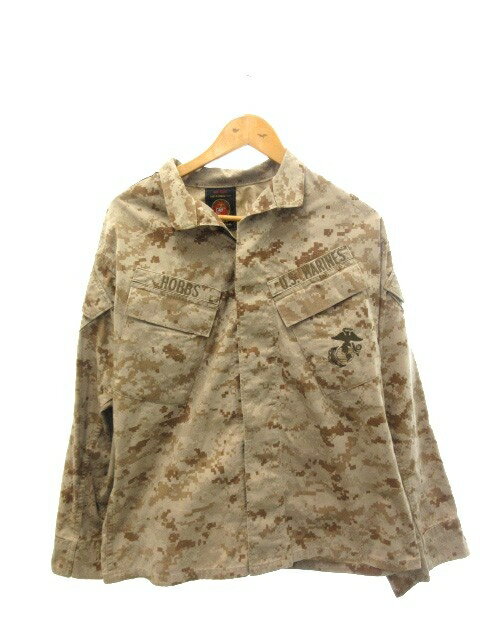 【中古】米軍 USMC コンバット ジャケット S-XS カーキ系 迷彩 カモフラ ワッペン ミリタリー メンズ 【ベクトル 古着】 250315