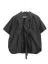 【中古】センソユニコ JNBY フリル シャツ ブラウス アシンメトリー 36 ブラック 黒 トップス 半袖 レディース 【ベクトル 古着】 250329