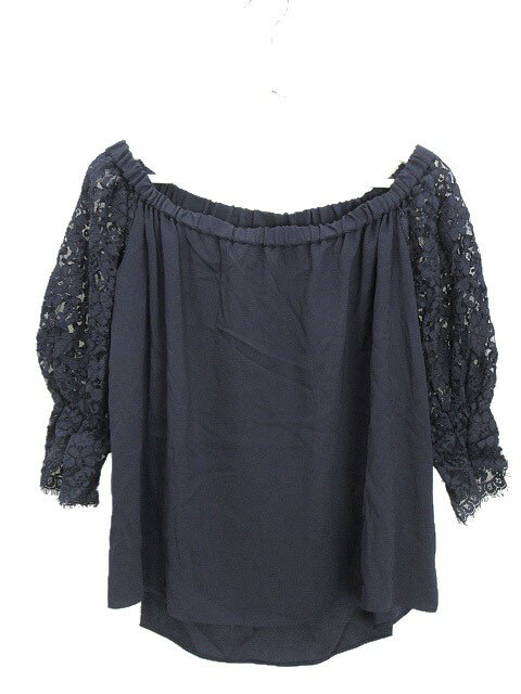 【中古】グレースコンチネンタル GRACE CONTINENTAL Class レーススリーブトップ ブラウス 36 ネイビー 紺 トップス レディース 【ベクトル 古着】 250415(4)