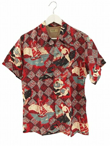 【中古】サンサーフ 東洋 SUN SURF ケオニ KEONI OF HAWAII アロハシャツ ハワイアンシャツ M32909 レーヨン レッド S メンズ 【ベクトル 古着】 250503