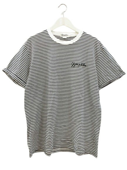 【中古】ジムフレックス Gymphlex Tシャツ 半袖 ボーダー 丸首 ホワイト ブラック 白 黒 綿 コットン XL トップス メンズ 【ベクトル 古着】 250624