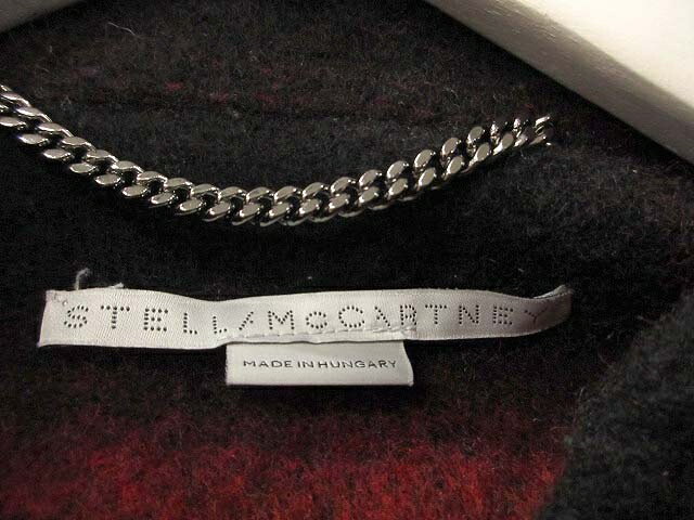 【中古】ステラマッカートニー STELLA McCARTNEY チェック柄 ウール ロングコート 38 赤 レッド 長袖 アウター レディース 【ベクトル 古着】 250626