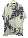 【中古】ノーティカ NAUTICA アロハシャツ 半袖 花柄 ホワイト 白 ブルー 青 シルク 絹 L 羽織 トップス メンズ 【ベクトル 古着】 250703