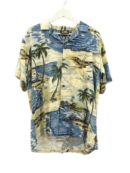 【中古】パラダイスベイ PARADISE BAY アロハシャツ ハワイアンシャツ 総柄 レーヨン ハワイ L ブルー系 メンズ 【ベクトル 古着】 250713