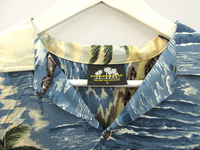 【中古】パラダイスベイ PARADISE BAY アロハシャツ ハワイアンシャツ 総柄 レーヨン ハワイ L ブルー系 メンズ 【ベクトル 古着】 250713