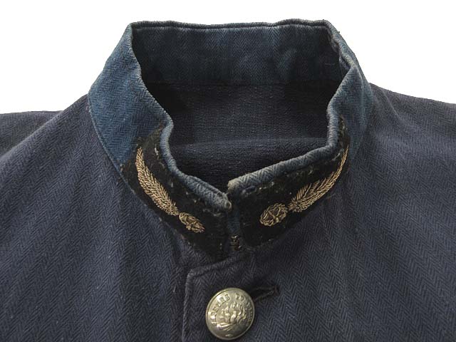 【中古】ヴィンテージ VINTAGE フランス アンティーク ファイヤーマン ジャケット インディゴ HBT ヘリンボーン フレンチワーク カバーオール sapeurs pompiers メンズ 【ベクトル 古着】 250727