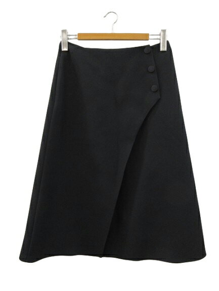 【中古】アドーア ADORE ダブルアムンゼンスカート 膝丈 ネイビー 紺色 巻き ラップ 38 M ボトムス レディース 【ベクトル 古着】 250821