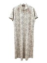 【中古】シセンドウ 詩仙堂 HITOSHI TAMURA ちりめん 縮緬 チュニック ワンピース 総柄 プリント アイボリー 半袖 レディース 【ベクトル 古着】 250821