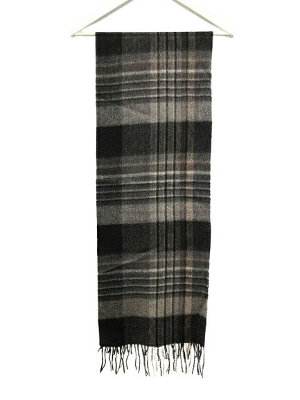 【中古】マフラー チェック カシミヤ グレー ブラック メンズ レディース 【ベクトル 古着】 250830