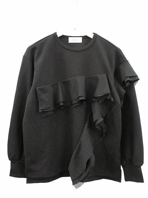 【中古】ヘレンチア HERENCIA メッシュランダムミルフィーユカットソー プルオーバー 38 ブラック 黒 ..