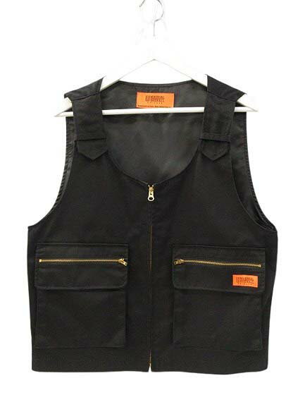【中古】ユニバーサルオーバーオール UNIVERSAL OVERALL ワークベスト ジップアップ ブラック 黒 F メンズ 【ベクトル 古着】 251017