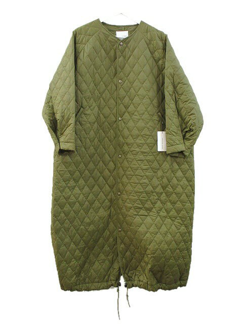 【中古】未使用品 ソラモナポッシェ solamonat poche ロング キルティング コート カーキ 中綿 ナイロン 上着 アウター レディース 【ベクトル 古着】 251111
