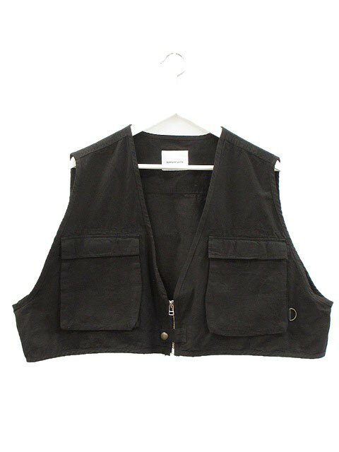 【中古】ソラモナポッシェ solamonat poche フィッシングショートベスト ブラック 黒 コットン 綿 トップス レディース 【ベクトル 古着】 251111