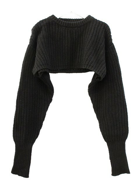 【中古】ソラモナポッシェ solamonat poche ショートニットセーター 黒 ブラック ウール クロップド 長袖 トップス レディース 【ベクトル 古着】 251111