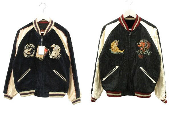 楽天ブランド古着ベクトルプレミアム店【中古】未使用品 テーラートーヨー TAILOR TOYO 東洋 25AW スカジャン TT15795 Mid 1950s Style Velveteen Two-tone × Acetate Souvenir Jacket WHITE DRAGON × EAGLE M 黒 ブラック スーべニアジャケット 別珍 ベロア サテン リバーシブル 【ベクトル 古着】 251113