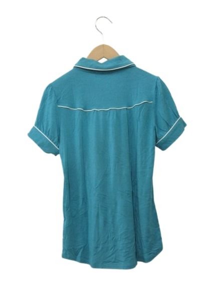 ブランド古着ベクトルプレミアム店の【中古】フレッドペリー FRED PERRY パイピングポロシャツ M 半袖 ロゴ刺繍 ターコイズブルー 青 トップス レディース 【ベクトル 古着】 260513｜アングル2