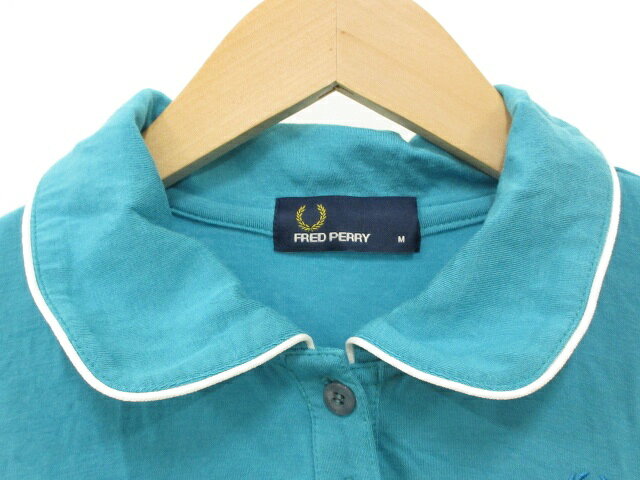 ブランド古着ベクトルプレミアム店の【中古】フレッドペリー FRED PERRY パイピングポロシャツ M 半袖 ロゴ刺繍 ターコイズブルー 青 トップス レディース 【ベクトル 古着】 260513｜アングル3