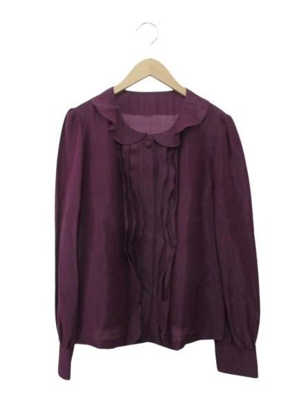 ミス アシダ miss ashida ブラウス TALL11 長袖 ボタンシャツ ウール 絹 シルク フリル パープル 紫 トップス レディース  260713