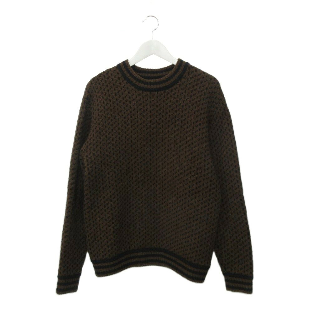 【中古】ビームスプラス BEAMS+ バーズアイ クルーネック ニット M セーター ウール混 ブラウン 茶 トップス メンズ 【ベクトル 古着】 260813