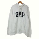 【中古】ギャップ GAP パーカー 大きいサイズ XL ジップアップ 裏起毛 長袖 ロゴ アップリケ 杢グレー ■U90 X メンズ 【ベクトル 古着】 231218