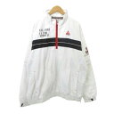 【中古】ルコックスポルティフ le coq sportif 美品 2WAY プルオーバー ジャケット ハーフジップ ハイネック プリント ナイロン 厚手 LLサイズ 白 ホワイト ECM メンズ 【ベクトル 古着】 240211