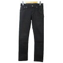 【中古】ヌーディージーンズ nudie jeans 美品 ブラック デニム パンツ スキニー ジーンズ ストレッチ ジップフライ W27 L34 黒 IBO47 X レディース 【ベクトル 古着】 240308