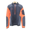 【中古】マムート MAMMUT 美品 ハーフジップ スポーツ ウェア シャツ 長袖 バイカラー ストレッチ トップス 薄手 Lサイズ オレンジ 紺 ネイビー ★AA★ メンズ 【ベクトル 古着】 250116