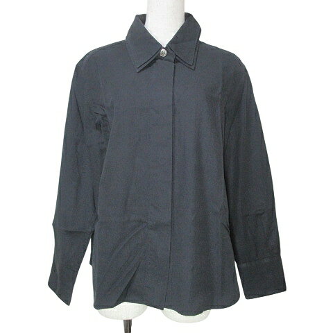 【中古】マーガレットハウエル MARGARET HOWELL 長袖 シャツ ダブルカラー 比翼仕立て マチ付き 無地 I S相当 黒 ブラック X レディース 【ベクトル 古着】 250207
