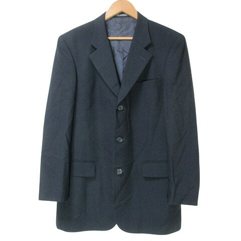 【中古】ギネス GUINNESS WORLD RECORD スーツ セットアップ シングル テーラード ジャケット パンツ スラックス ウール ビジネス 92YA6 L相当 紺 ネイビー X メンズ 【ベクトル 古着】 250310