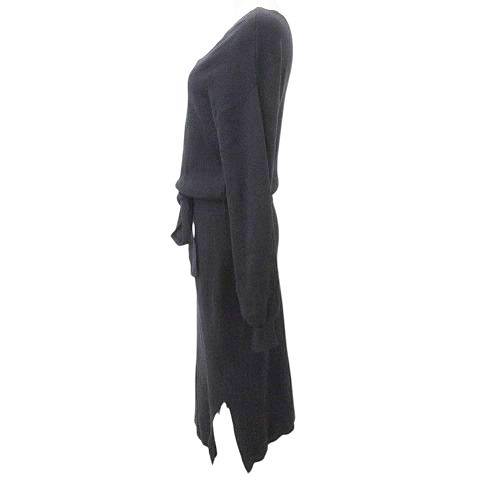 【中古】スナイデル SNIDEL ニット ワンピース ロング Vネック ウエストリボン F 紺 ネイビー レディース 【ベクトル 古着】 250224