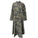 【中古】ヒロココシノ HIROKO KOSHINO pret a porter セットアップ 総柄 鳥柄 シャツ 長袖 ロングスカート フレア アセテート レー...