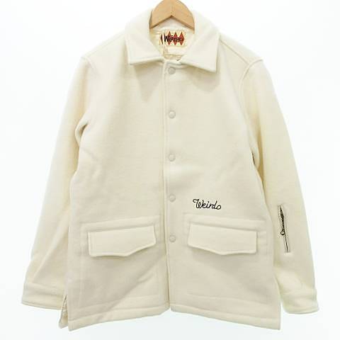 【中古】未使用品 ウィアード WEIRDO タグ付き BANDITS JACKET ウール.ジャケット ロゴ刺繍 ブルゾン S アイボリー メンズ 【ベクトル 古着】 250217