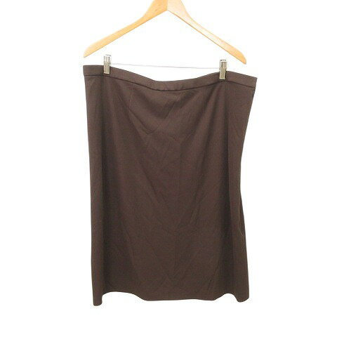 【中古】レリアン Leilian ひざ丈 スカート 無地 サイドファスナー 日本製 17+号 約3XL〜4XL 大きいサイズ 茶 ブラウン レディース 【ベクトル 古着】 250424
