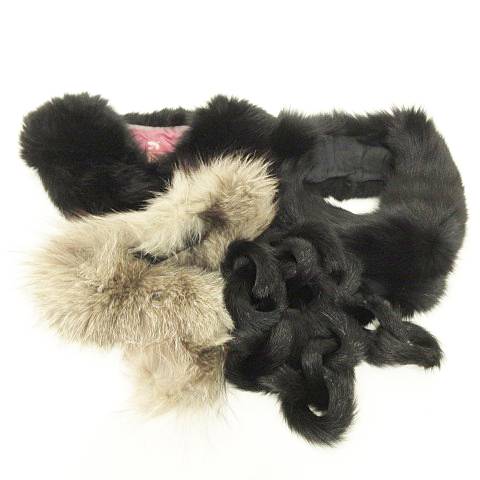 【中古】イネス Ines 他 ミンク フォックス ティペット 4点セット 毛皮 ファー 黒 ベージュ レディース 【ベクトル 古着】 250406