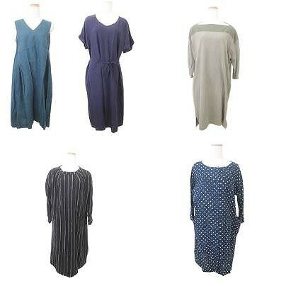 【中古】スタディオクリップ Studio Clip 5点 セット おまとめ ワンピース ロング ゆったりめ ストライプ ドット 無地 約M〜Lサイズ マルチカラー レディース 【ベクトル 古着】 250412