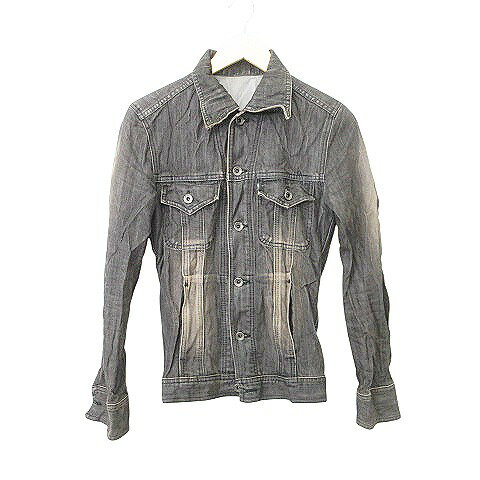 【中古】5351プールオム 5351 POUR LES HOMMES デニム ジャケット ヴィンテージ加工 Gジャン トップス 日本製 2 約Mサイズ チャコール..