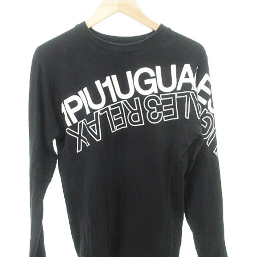 【中古】ウノピュウノウグァーレトレ リラックス 1PIU1UGUALE3 RELAX 美品 ロゴプリント Tシャツ 長袖 カットソー トップス Sサイズ 黒 ブラック メンズ 【ベクトル 古着】 250506