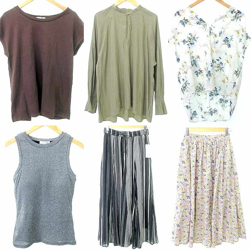 【中古】ニコアンド Niko and.. フリークスストア他 6点セット ブラウス トップス スカート 花柄 ストライプ 無地 M～Fサイズ A0606 レディース 【ベクトル 古着】 250606